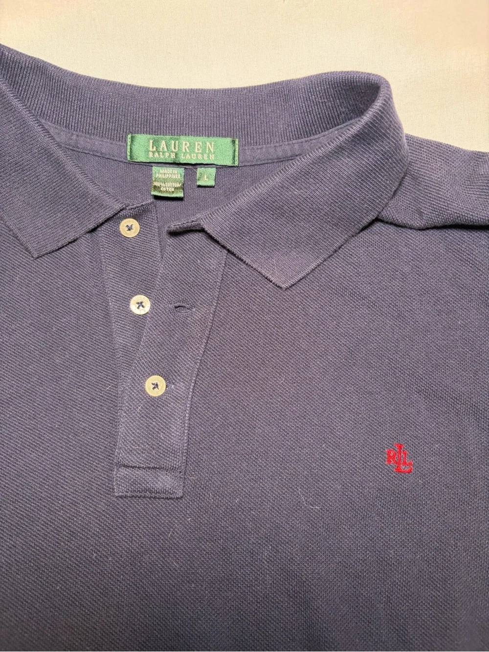 Polo by Ralph Lauren Navy Short-Sleeve Polo with Red Embroidery Size L